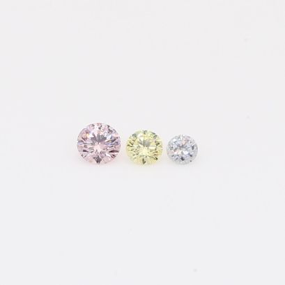 0.125 Total carat trio of round-cut rainbow diamonds