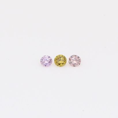0.06 Total carat trio of round-cut rainbow diamonds