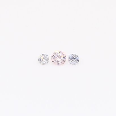 0.075 Total carat trio of round-cut BL1 and FPP Argyle pink diamonds