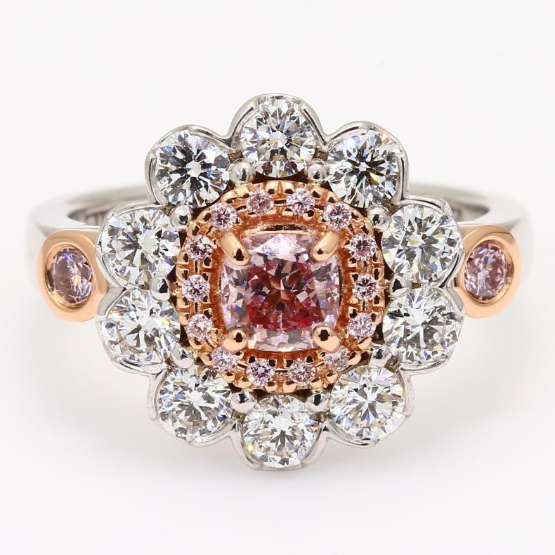 The Jubilation Crescendo Exhibition 6PR Argyle Certified pink diamond round-cut halo ring