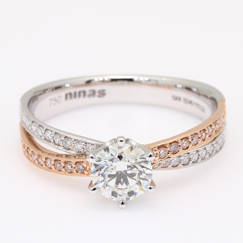 Evelyn GIA-certified Argyle light pink champagne and white diamond ring