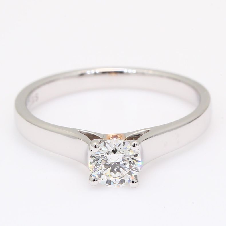 Annabella GIA-certified Argyle light pink champagne and white diamond solitaire ring