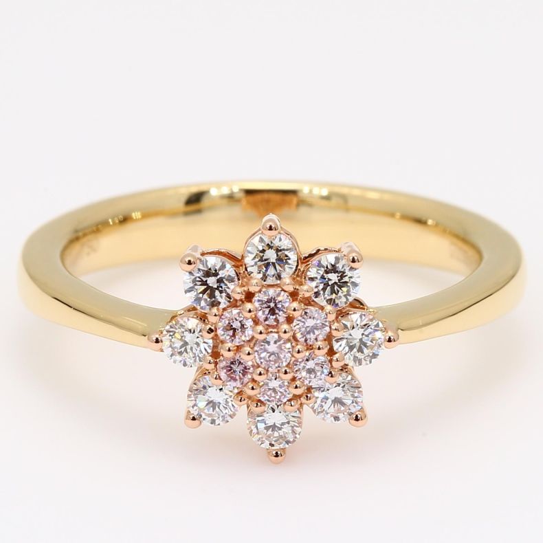 Precious Argyle pink diamond flower cluster halo ring