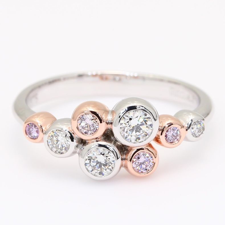 Luminescence purple and white diamond ring