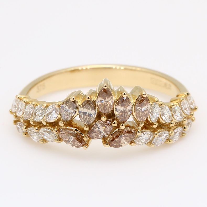 Menzel marquise-cut champagne and white diamond ring