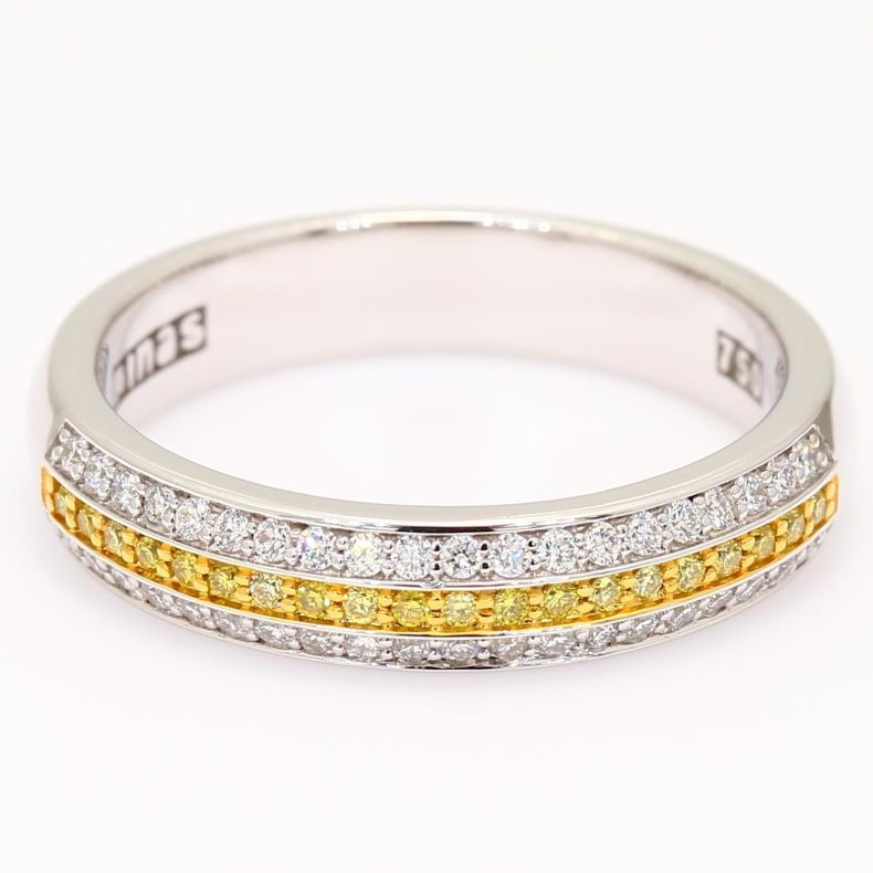 Ombre white and yellow diamond dress ring