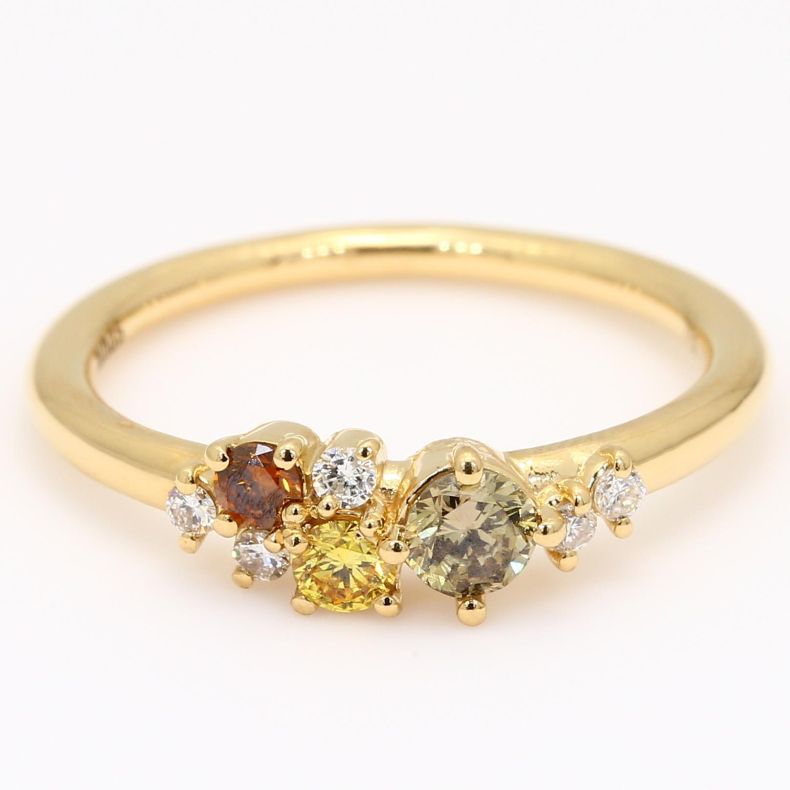 Carousel rainbow diamond cluster ring