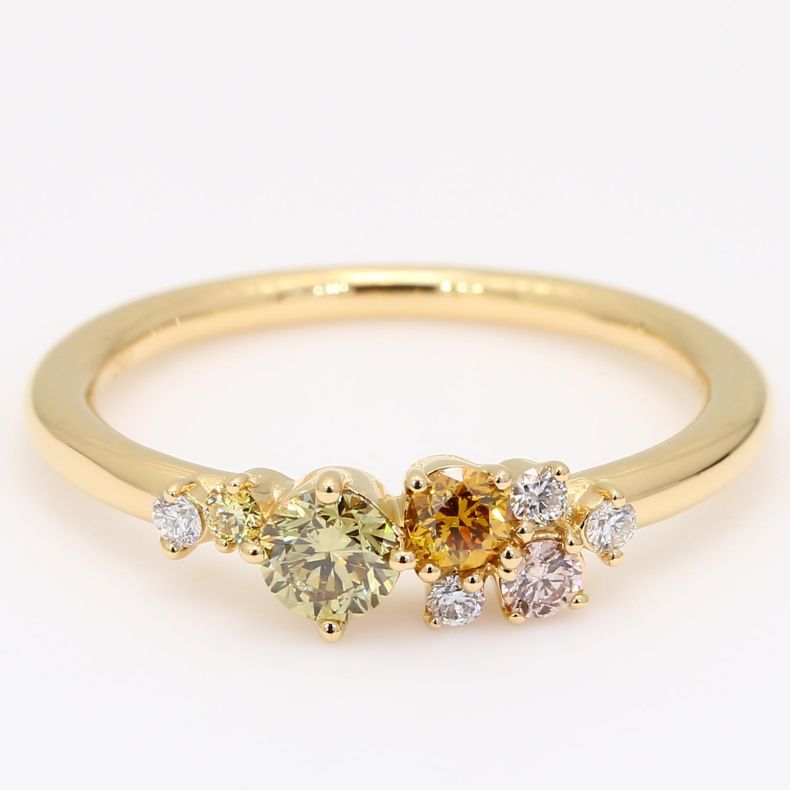 Carousel Argyle blue rainbow diamond cluster ring