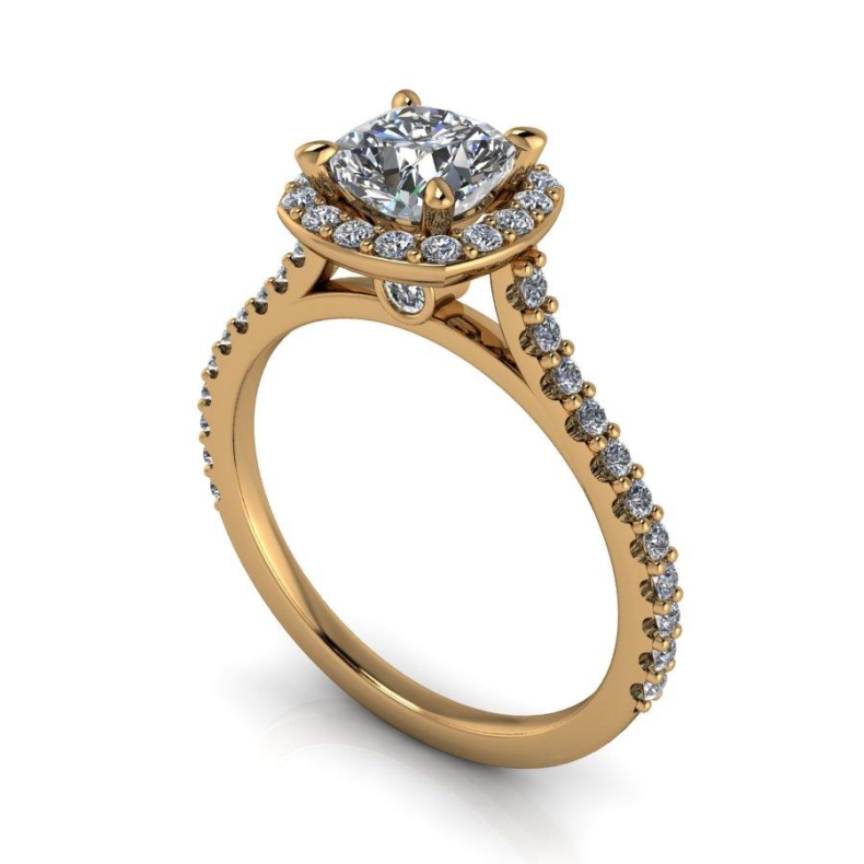 Swanson cathedral square halo diamond engagement ring