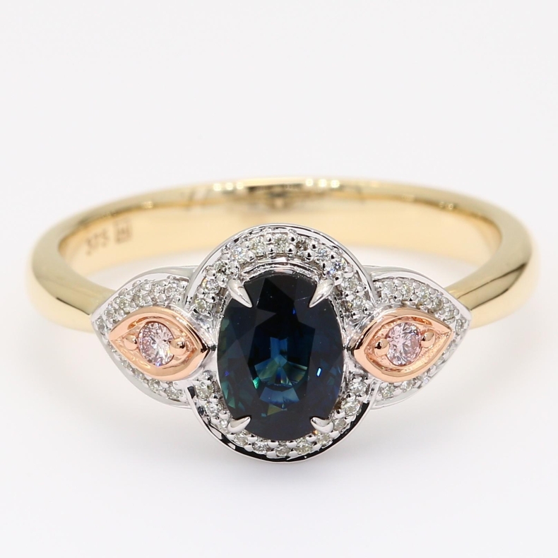Twilight oval and round-cut Argyle pink diamond and oval-cut Ceylon Sapphire ring