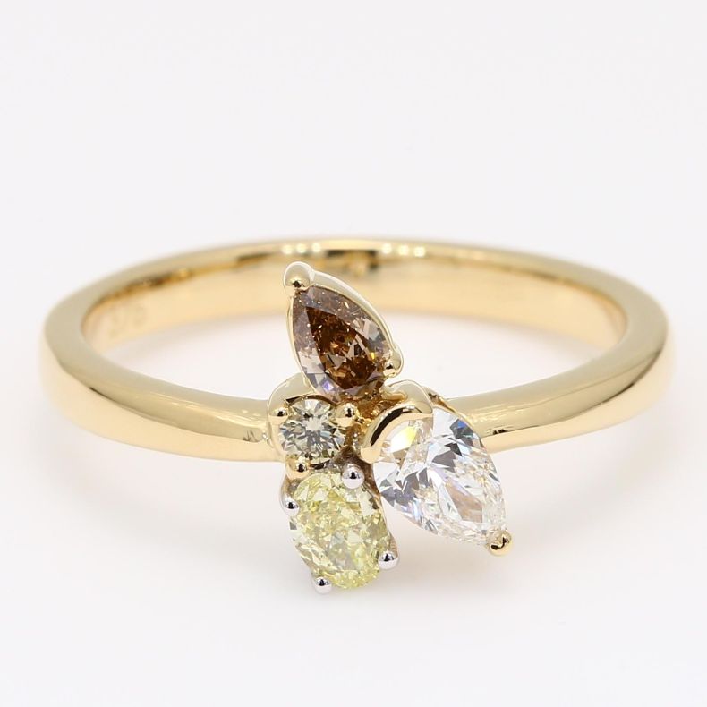 Rita pear oval and round-cut rainbow diamond ring