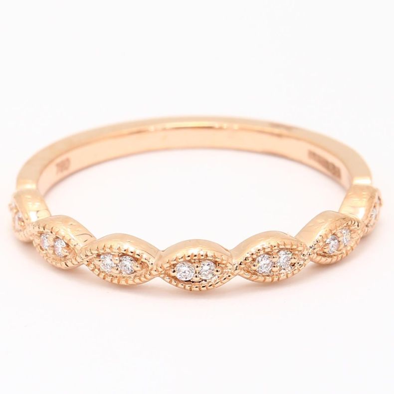 Hepburn White Diamond Art Deco Wedding Band