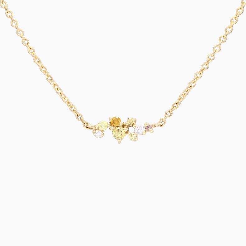 Carousel rainbow diamond cluster necklace