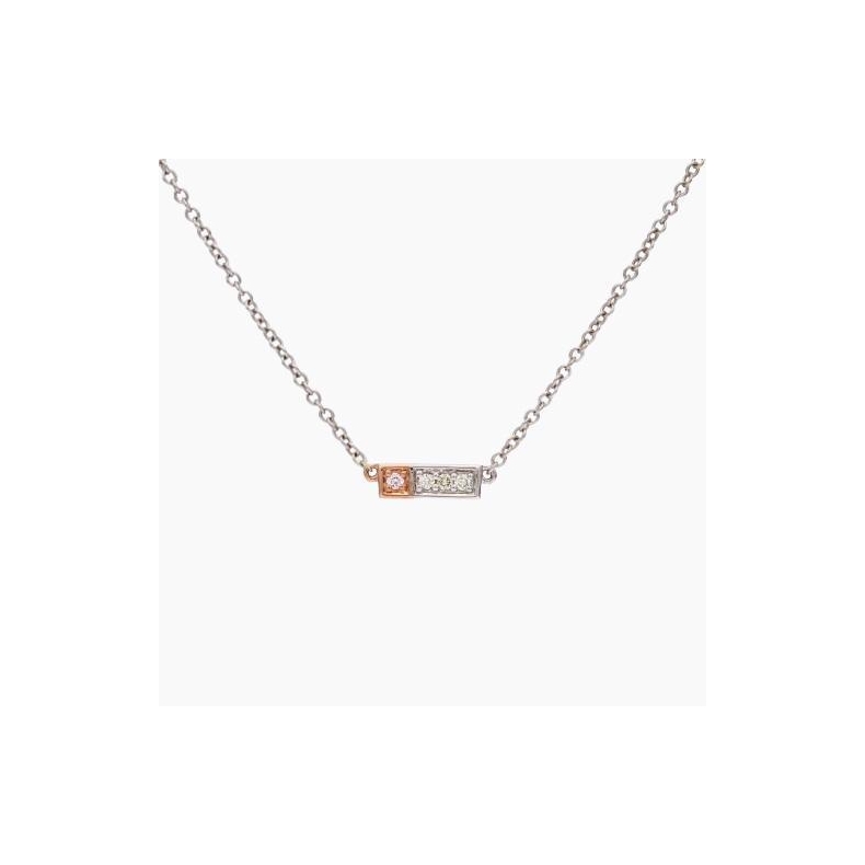 Manila Argyle light pink champagne and white diamond bar necklace