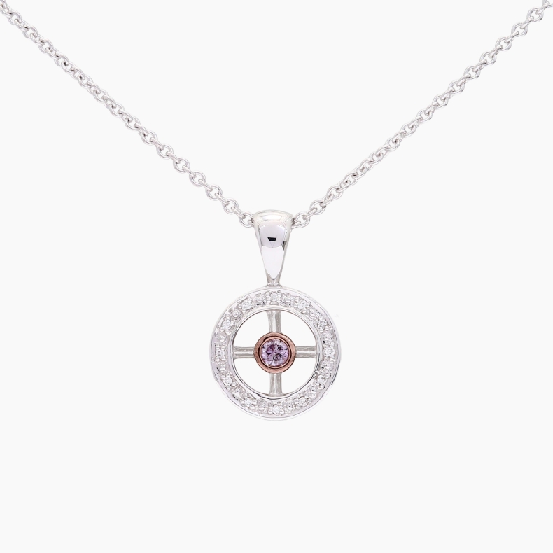 Meridian white and Argyle light pink champagne diamond pendant
