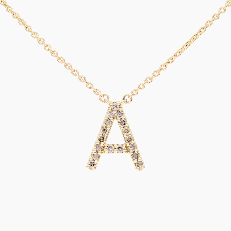 Love Letter A champagne diamond necklace