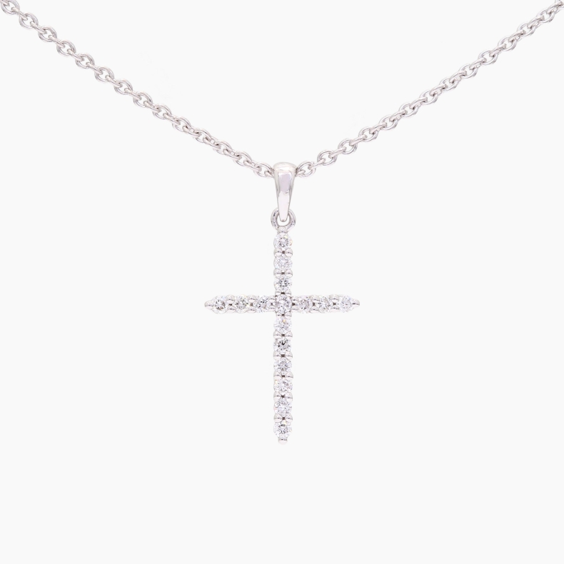 Cross white diamond pendant