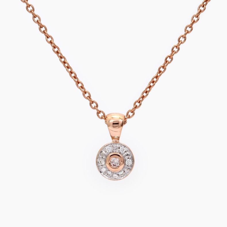 Freesia white and Argyle light pink champagne diamond pendant