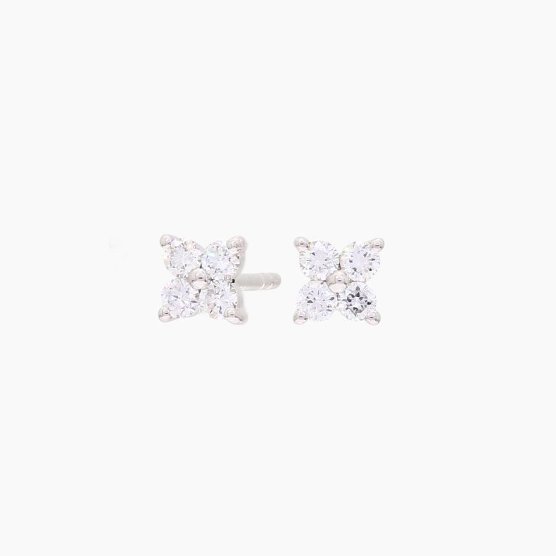 NXT Flora white diamond flower stud earrings