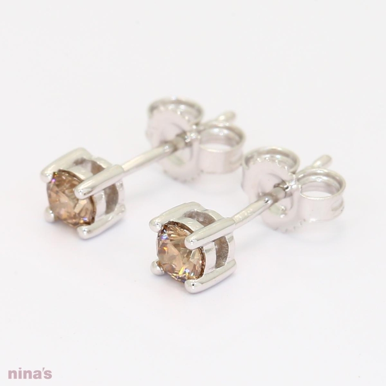 Sparkling 0.30 Carat Champagne Diamond Stud Earrings