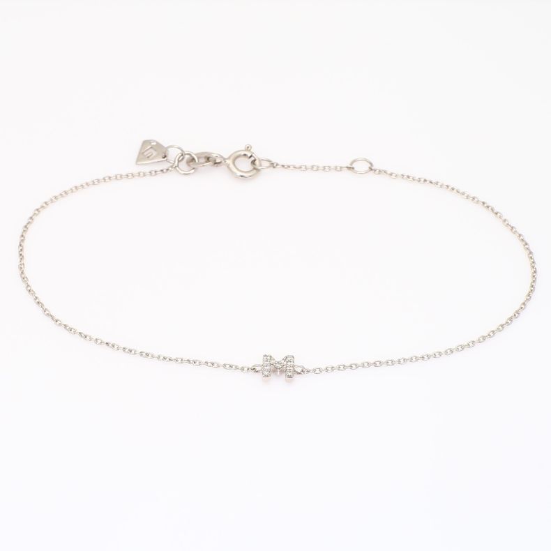 Lexicon white diamond M initial bracelet