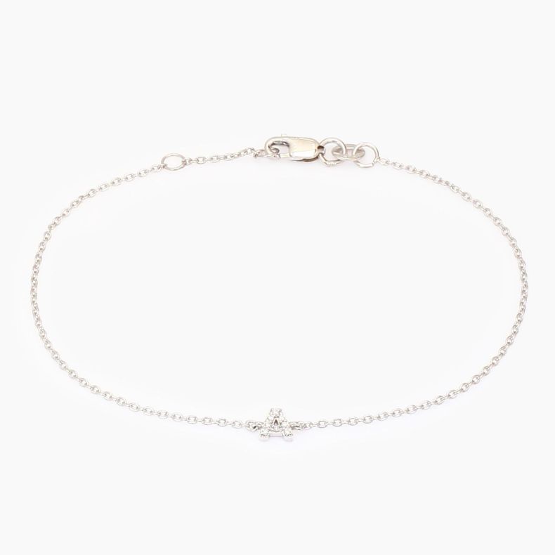 Lexicon white diamond A initial bracelet