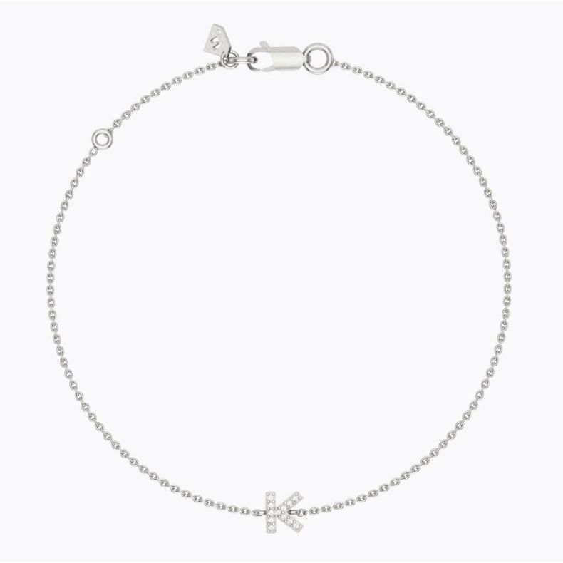 Lexicon white diamond K initial bracelet