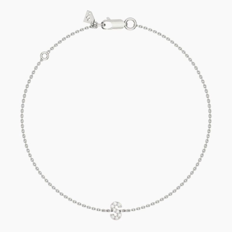 Lexicon white diamond S initial bracelet