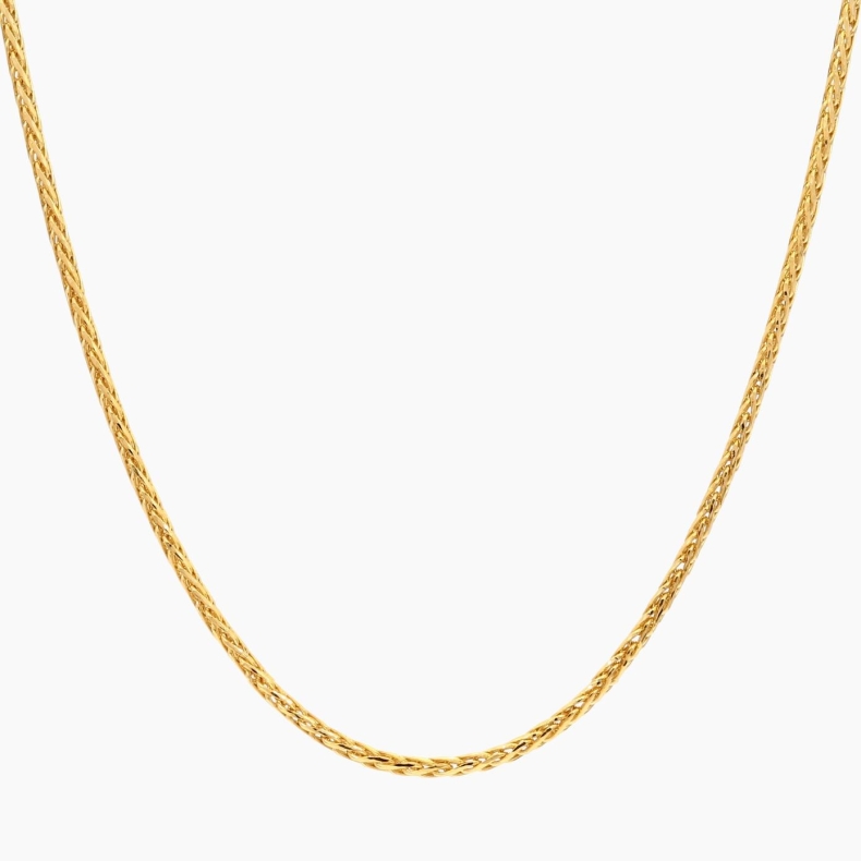 45cm 9 karat yellow gold wheat link chain