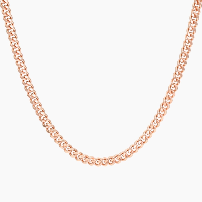 46cm 9 karat rose gold diamond-cut curb chain