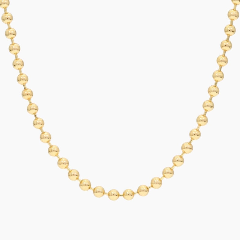 51cm 9 karat yellow gold round ball chain