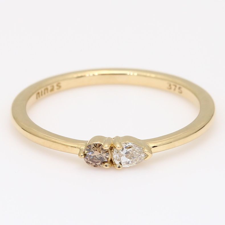 Calerry champagne and white diamond pear-cut stackable ring