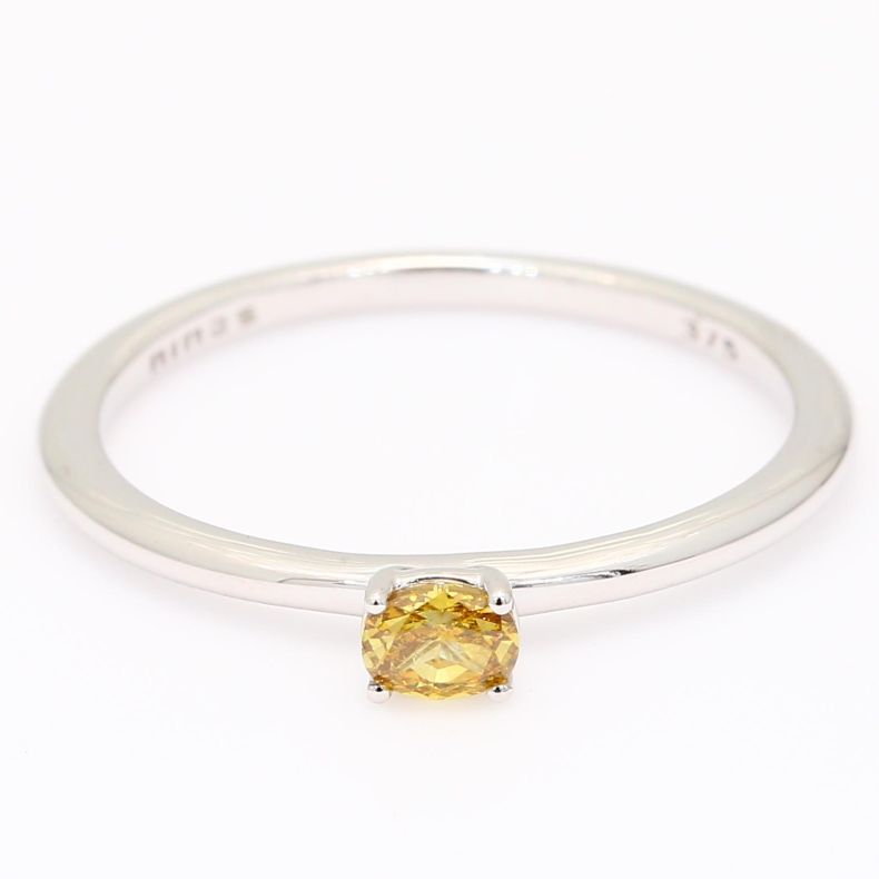 Ellipse oval-cut yellow diamond stackable ring
