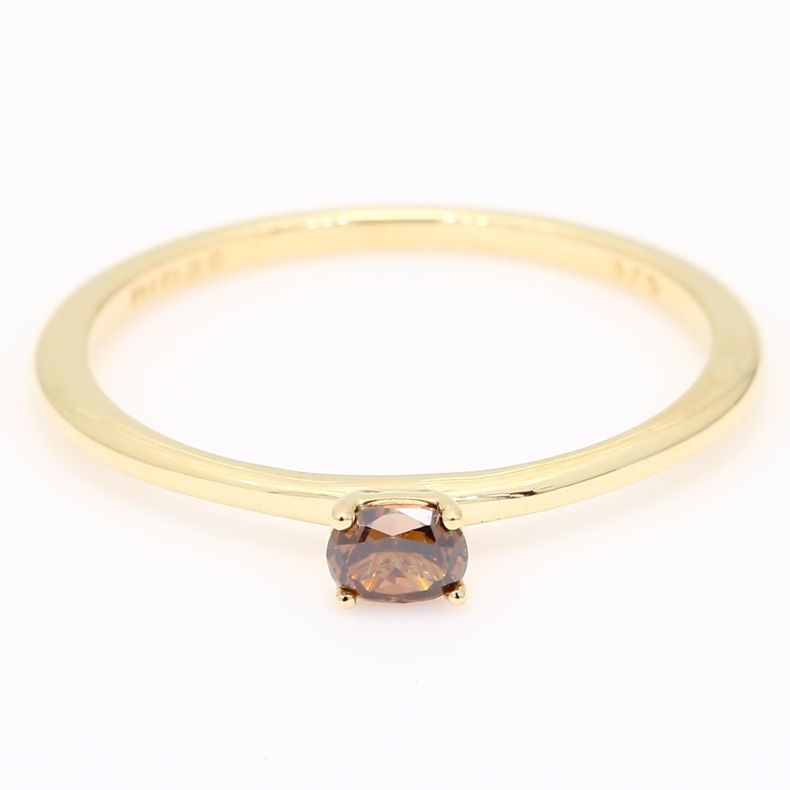 Ellipse oval-cut champagne diamond stackable ring