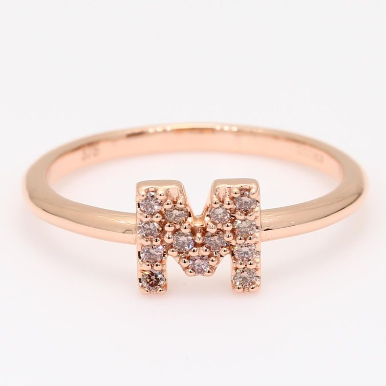 Love Letter M Argyle intense pink champagne diamond ring