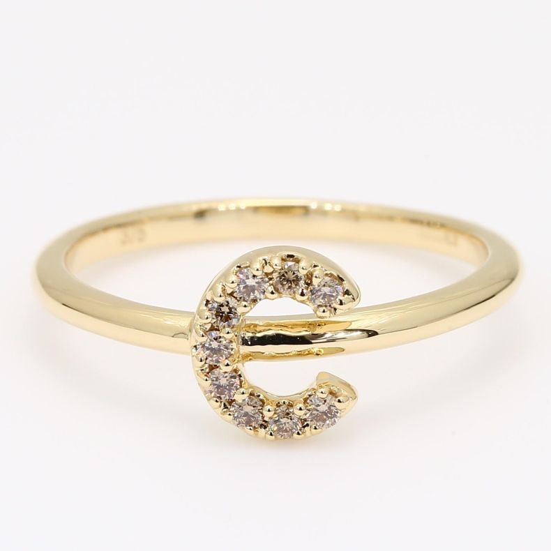 Love Letter C champagne diamond ring