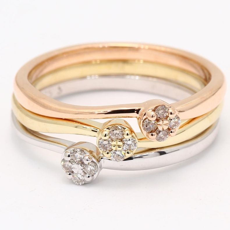 Heron champagne diamond three-ring stack