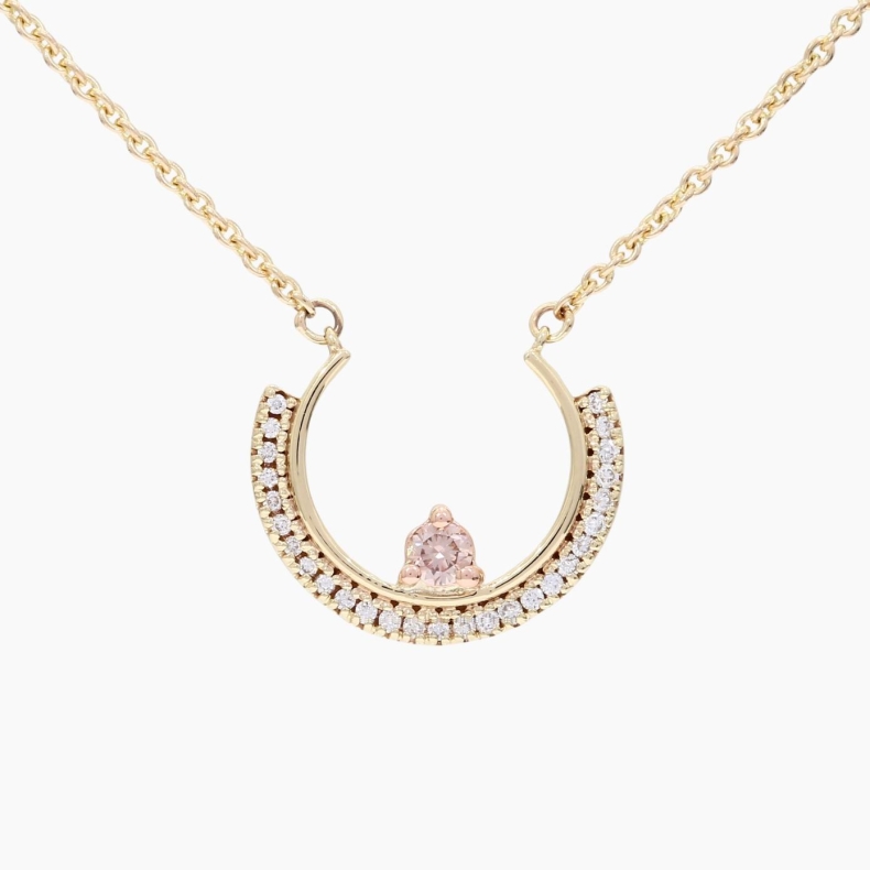 Roam white and Argyle pink champagne diamond necklace