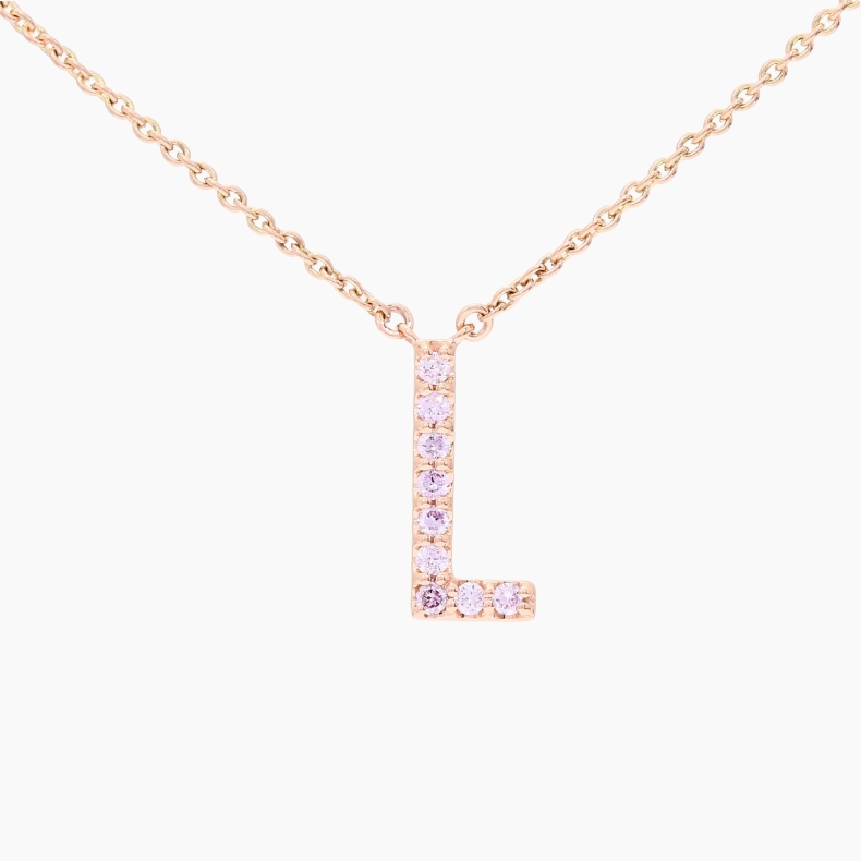 Love Letter L fancy purple diamond necklace