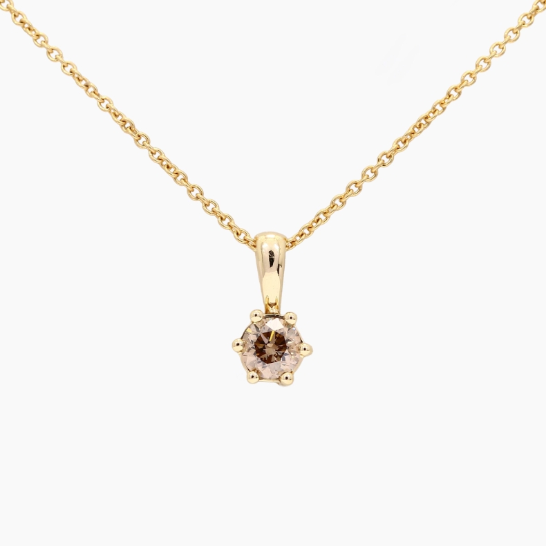 Sparkling solitaire 0.40 carat champagne diamond necklace