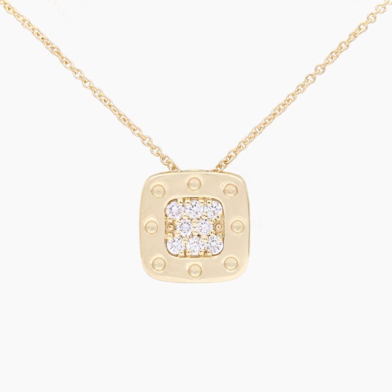 Percival white diamond rounded square necklace