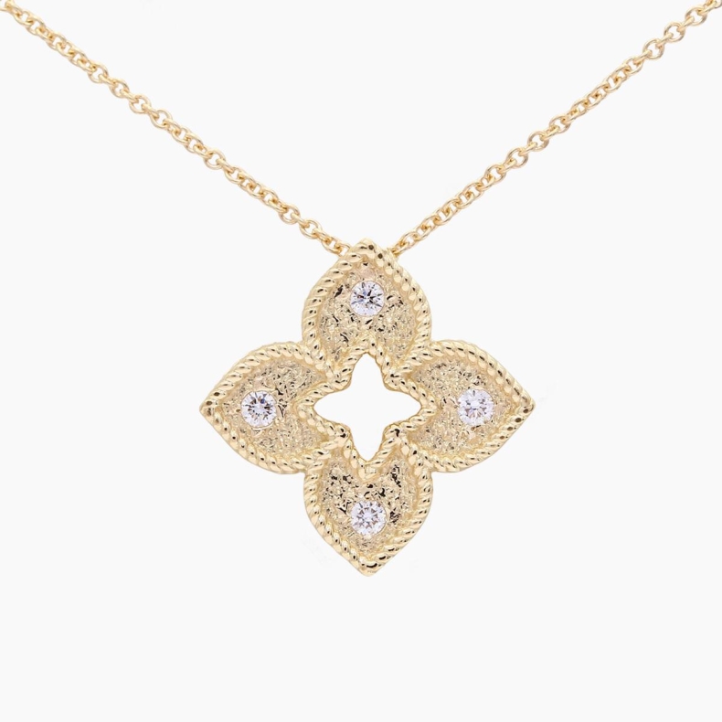 Bunchberry white diamond floral necklace