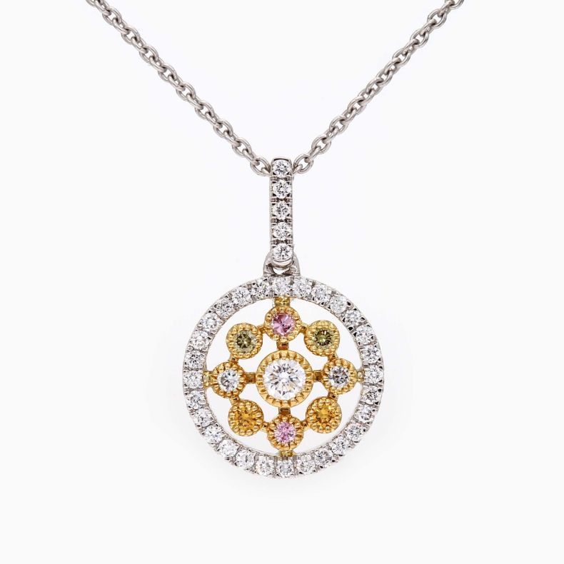 Isobella rainbow diamond flower necklace