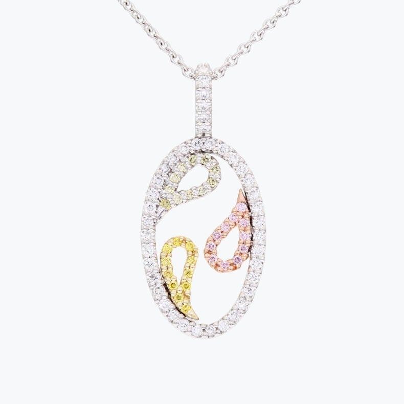 Cashmere Argyle pink and rainbow diamond necklace