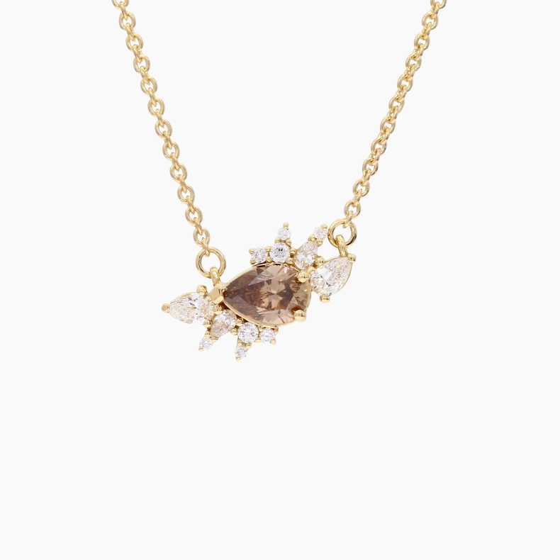 Minnelli pear and round-cut Argyle champagne and white diamond necklace
