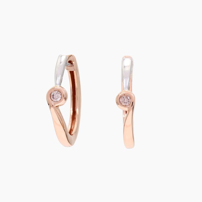 Raja Argyle pink champagne diamond huggie earrings
