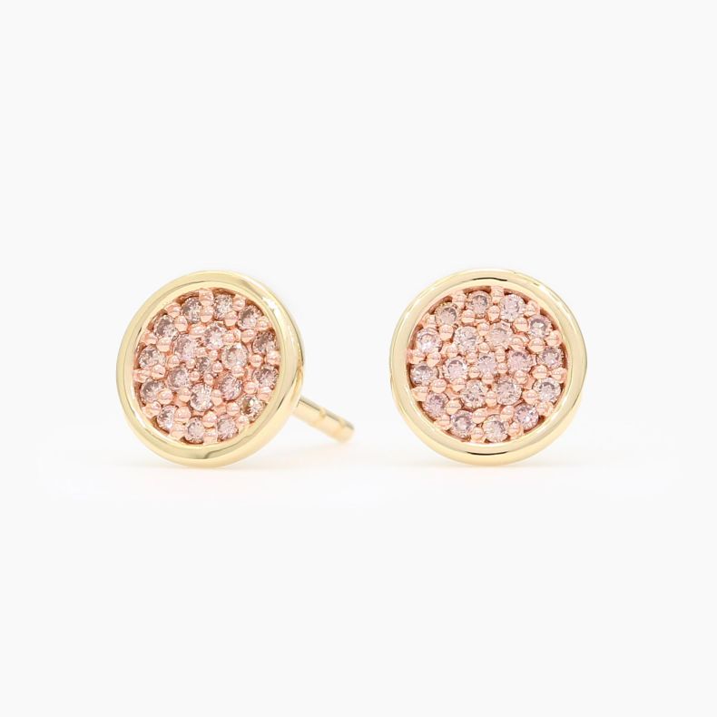 Risa Argyle pink champagne diamond stud earrings