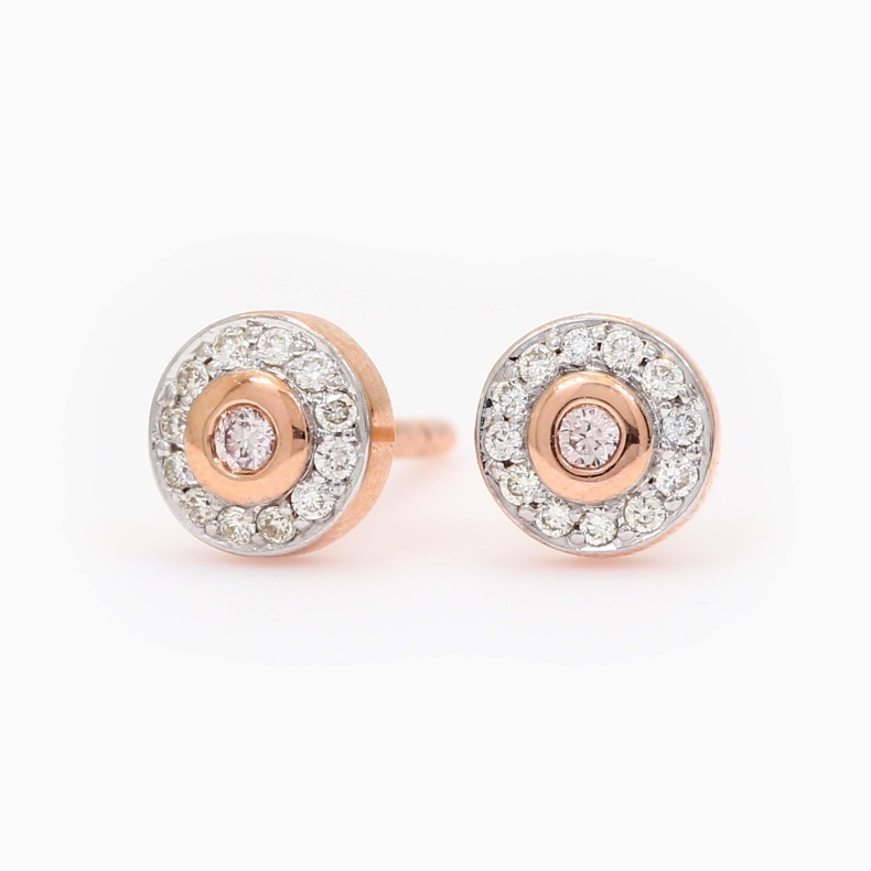 Primrose Argyle light pink champagne diamond halo stud earrings