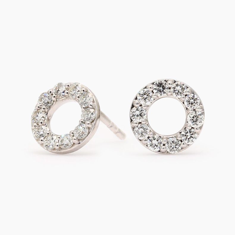 Flight white diamond circle stud earrings