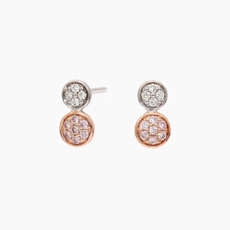 Etna Argyle light pink champagne and white diamond cluster stud earrings
